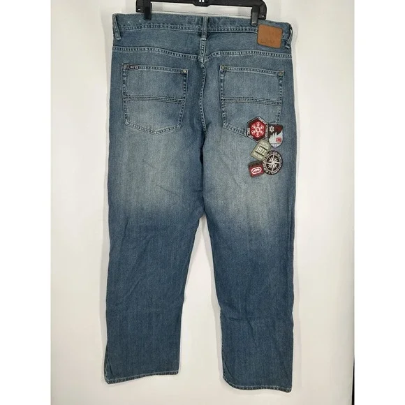 Ecko Unltd Vintage Y2K Embroidered Baggy Fit Jeans Grunge Graphic Size 40x32
